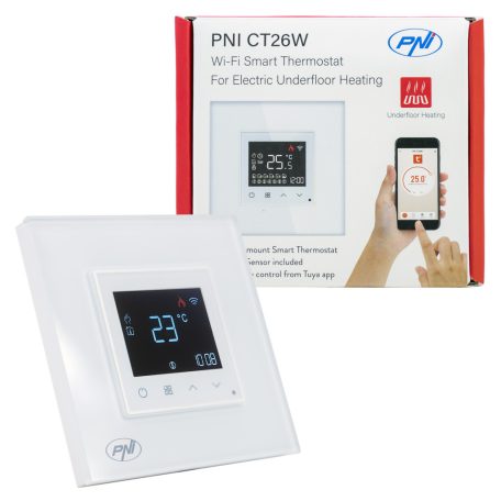 PNI Intelligens WiFi-s, vezetékes termosztát, elektromos padlófűtésekhez, szivattyúkhoz fehér (PNI-CT26W)