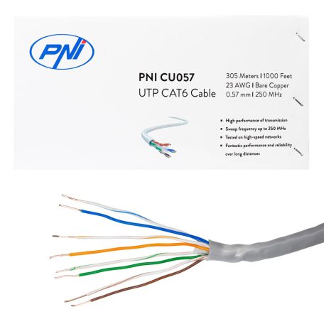 PNI 100% RÉZ UTP fali kábel CAT6 merevítővel (PNI-CU057)