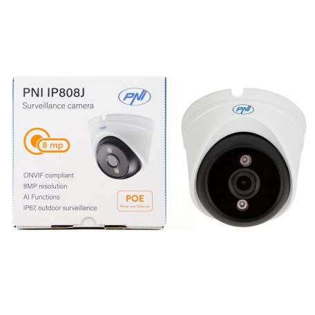  PNI 8.0Mp-es, 4K POE IP dóm kamera, LED fény + Infra (PNI-IP808J)