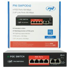   PNI 4 csatornás POE switch kapcsolható AI funkciók kiterjesztése (PNI-SWPOE42)