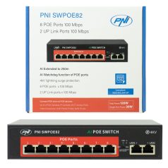   PNI 8 csatornás POE switch kapcsolható AI funkciók kiterjesztése (PNI-SWPOE82)